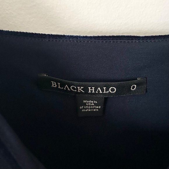Black Halo Navy Velvet Faux Wrap Mini Dress - Picture 7 of 8